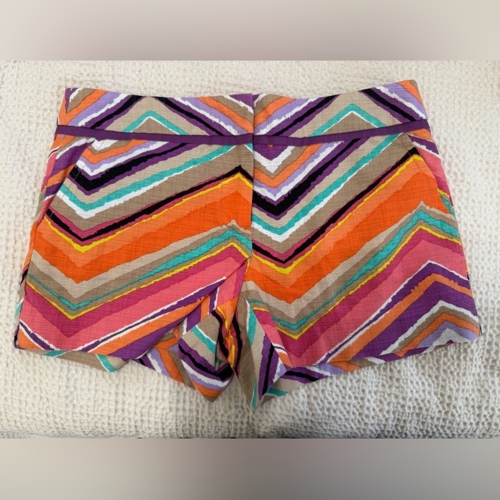 Trina Turk Corbin 2 Cotton Blend Chevron Textured Tailored Shorts Size 4